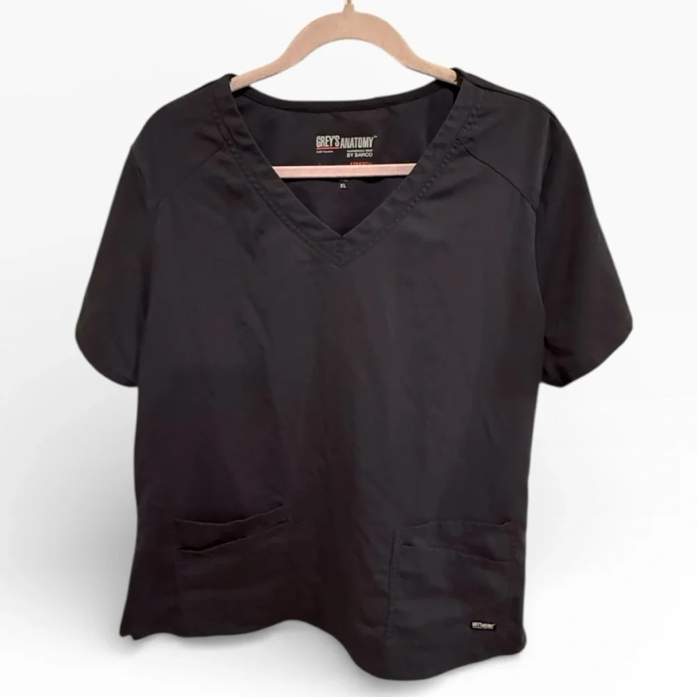 BUNDLE: Grey's Anatomy Women’s Scrub Tops in Olive, Charcoal and Burgundy - XL - Picture 6 of 10
